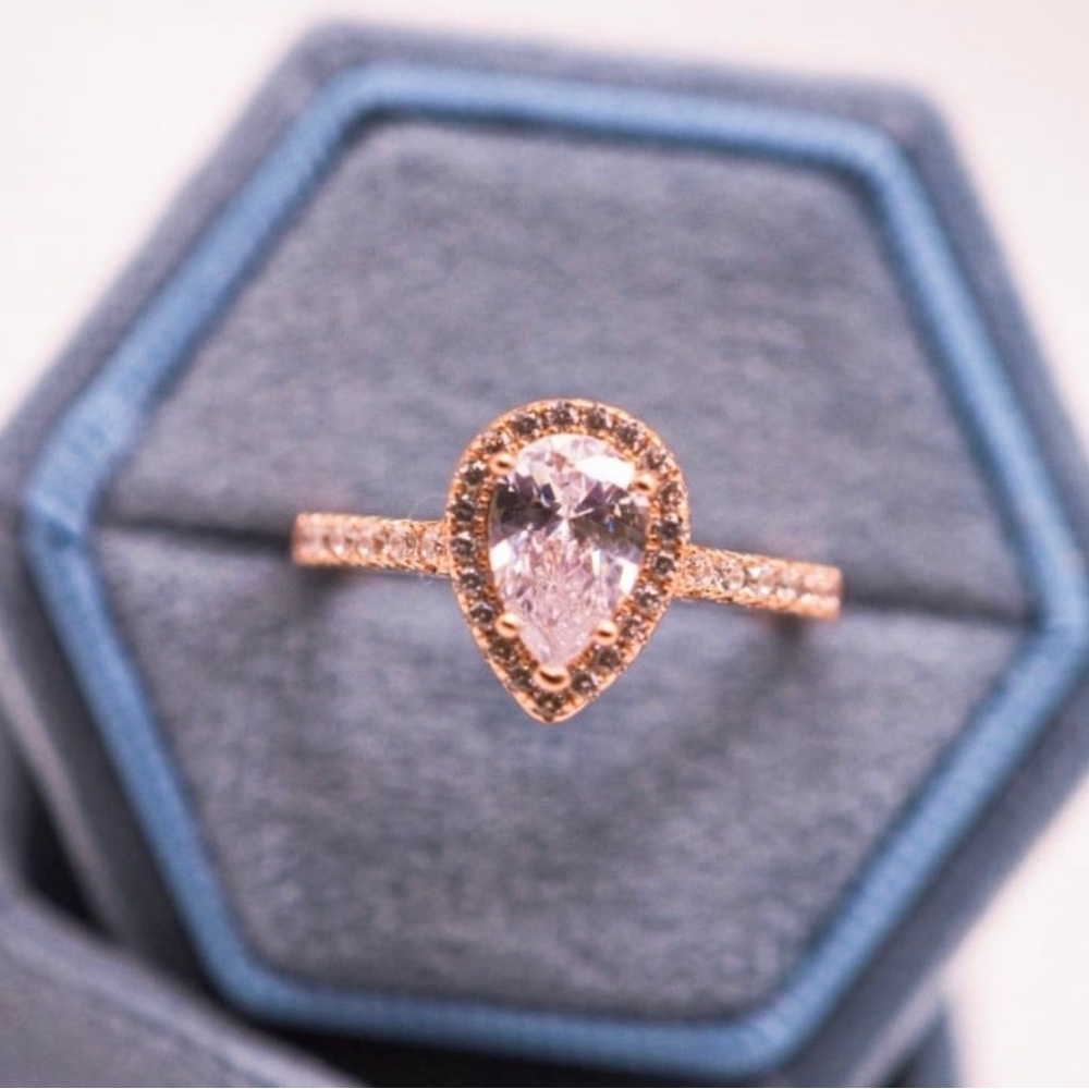 14K 3.00 CT Champagne Morganite Diamond Teardrop Designer Ring